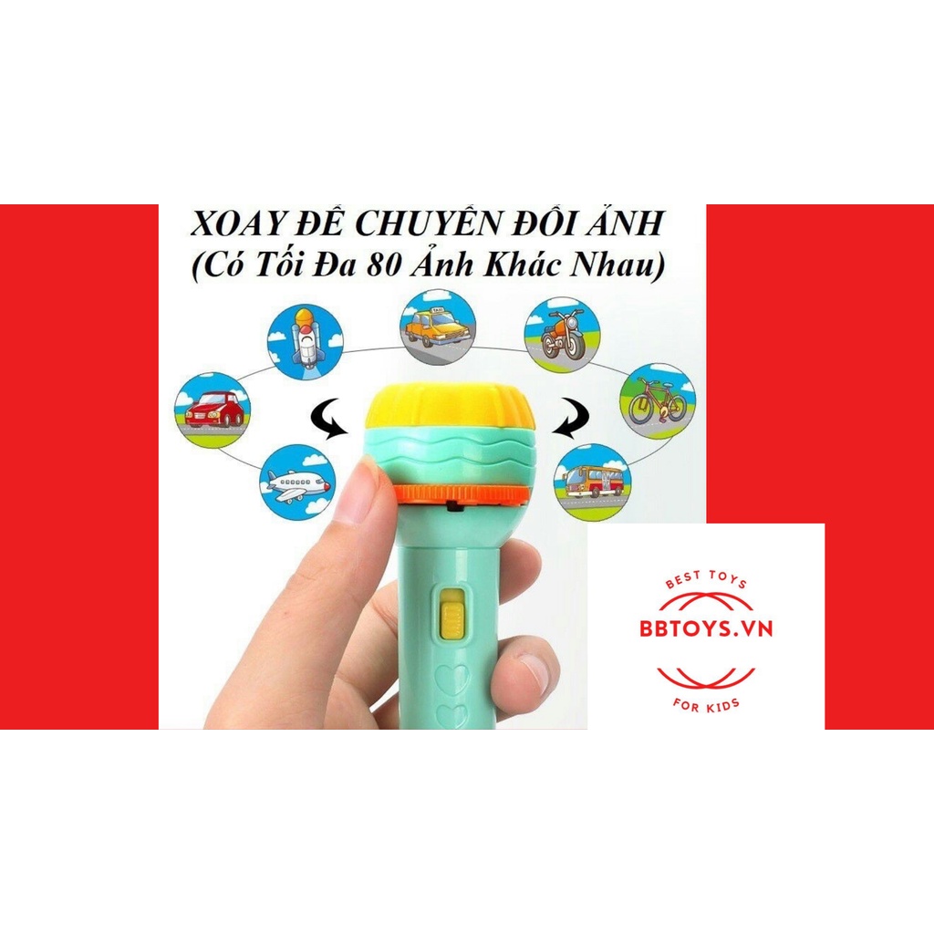 Đèn pin chiếu hình cho bé 80 hình 3D sắc nét ngộ nghĩnh đáng yêu (BBTOYS: 06)