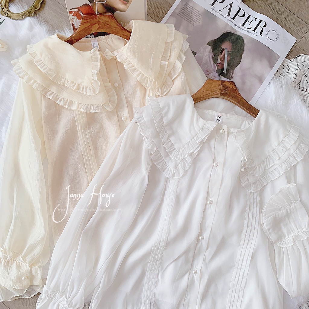 [Mã SKAMFSW175 giảm 10K đơn 50K] [ẢNH THẬT] - Áo sơ mi tiểu thư cổ ren hai lớp ulzzang - SM25 - jannahouse | BigBuy360 - bigbuy360.vn