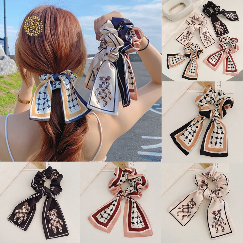 Dây buộc tóc vải lụa thắt nơ bản to thời trang nữ tính