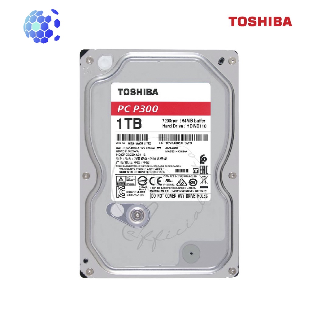 Ổ cứng HDD Toshiba P300 1TB 3.5 inch Desktop Chính Hãng