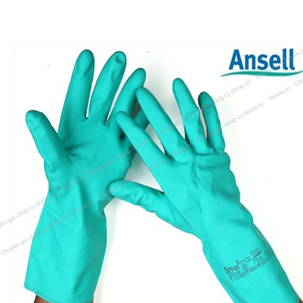 Găng tay chống hóa chất Ansell 37-176 cấu tạo nitrile - chống hóa chất - axit - dầu nhớt - thấm hút mồ hôi tốt - XTOOLs