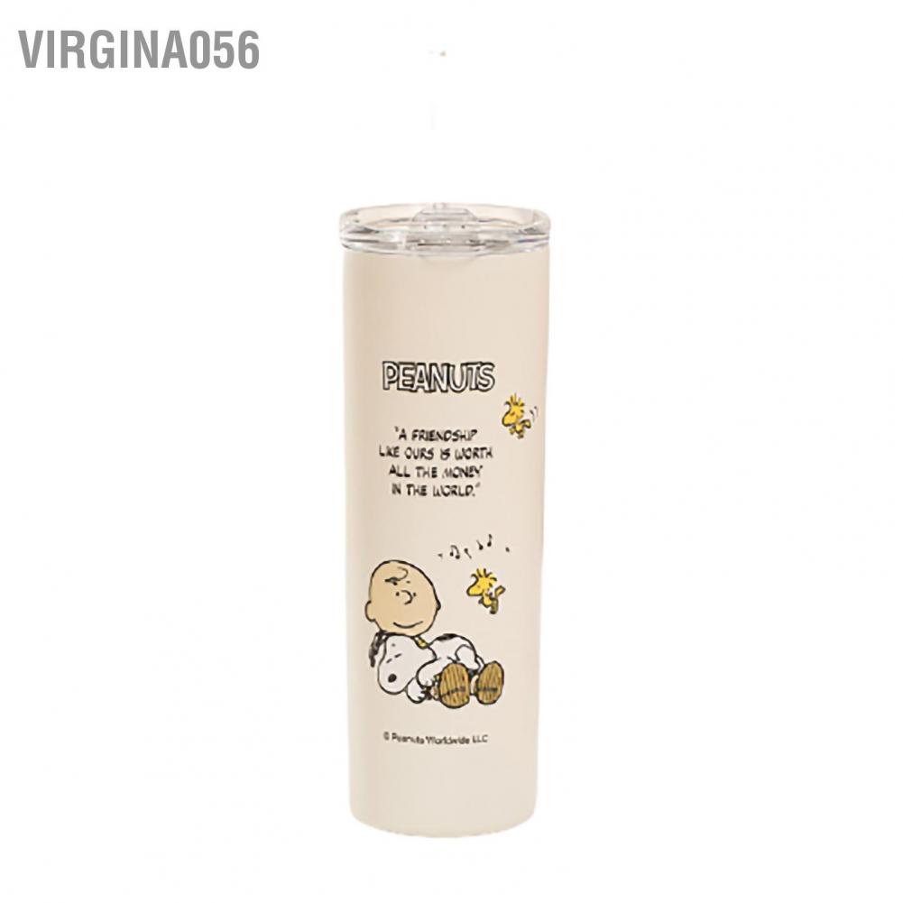 Virgina056 Tumbler cách nhiệt bằng thép không gỉ Mẫu hoạt hình dễ thương Thiết kế chống trượt Bình nước di động cho trẻ em