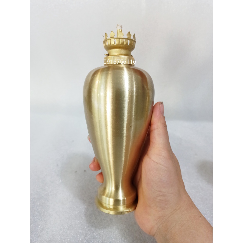 Đèn Dầu, Đèn Thờ, Đèn Đồng, Đèn Dầu Đồng Vàng cao 28cm cả bóng, Đèn thờ Đèn Dầu Thờ Cúng