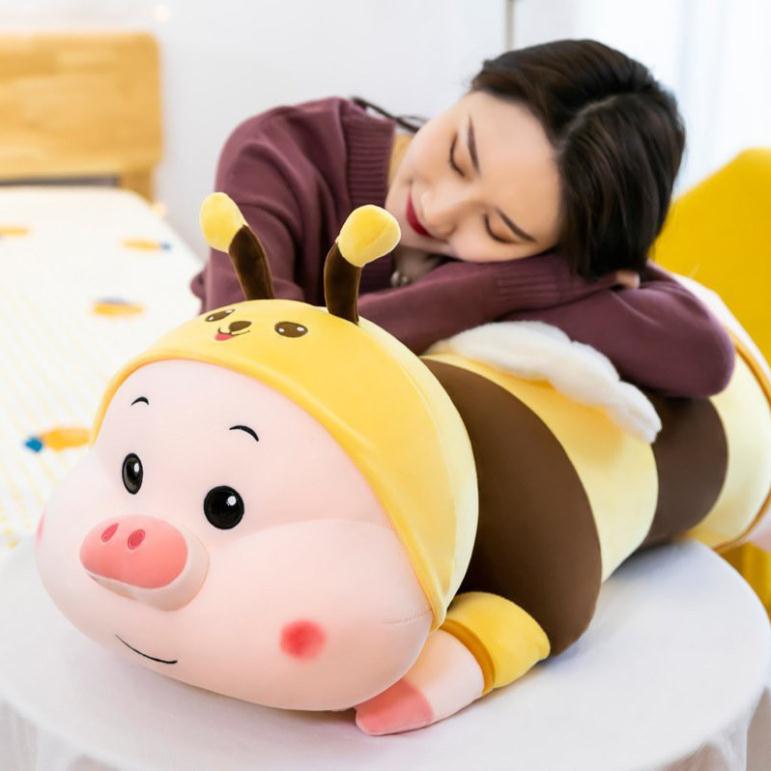 Gấu bông to con ong vàng ôm ngủ cosplay, gối ôm con heo béo kích thước 90cm 1m1