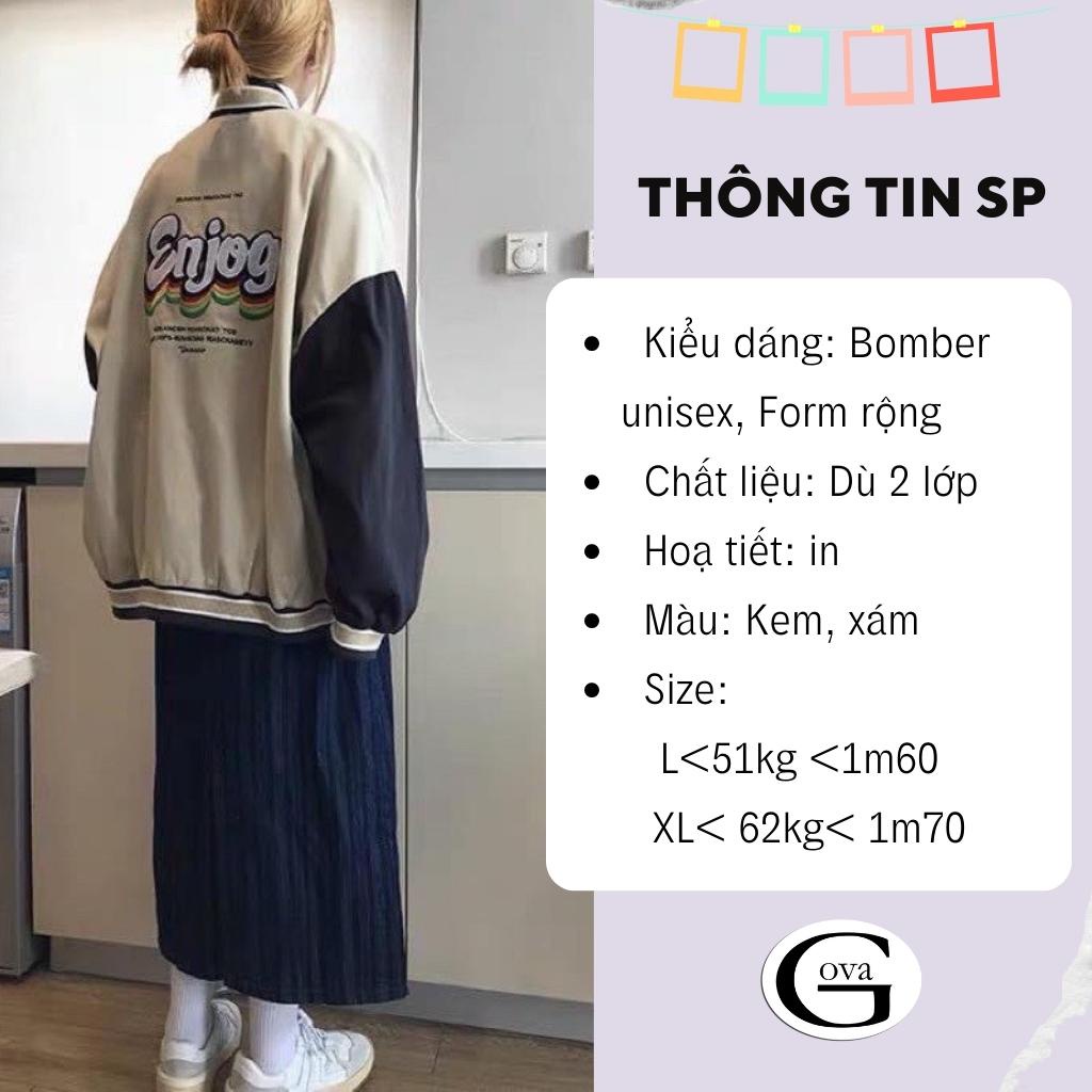 Áo Khoác Bomber ENJOG Dù 2 Lớp Nam Nữ Ullzang GOVA