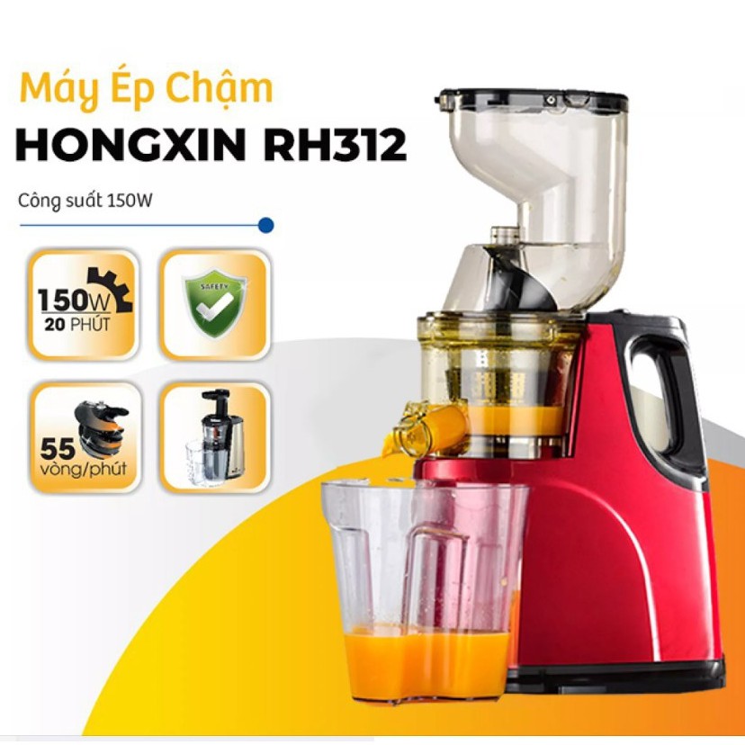 [Tặng 2 Cốc Đựng] Máy ép chậm HongXin RH312 - Hàng nhập khẩu Hàn Quốc, Máy ép trái cây, hoa quả cực khô, Bảo hành 2 năm.