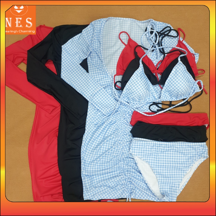 Bikini Đồ Bơi Nữ NES [Siêu sang] Set 3 Món [3 Màu] Quyến Rũ Tôn Dáng Freesize (40-55 Kg) Thun Lạnh