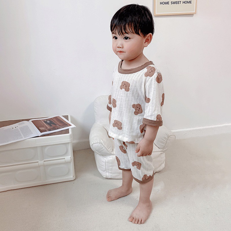 Bộ Đồ Ngủ Mặc Nhà Vải Mỏng In Hoạt Hình Thời Trang Mùa Hè Cho Bé