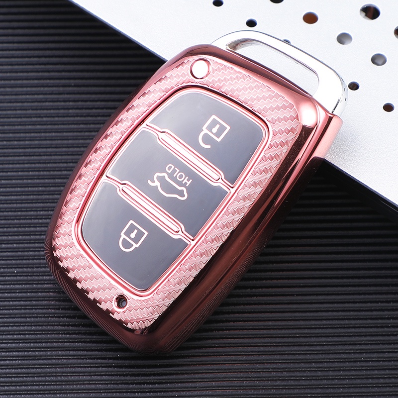 Vỏ Bọc Chìa Khóa Bằng Sợi Carbon Cho Xe Hyundai Creta I10 I20 Tucson Elantra Santa Fe