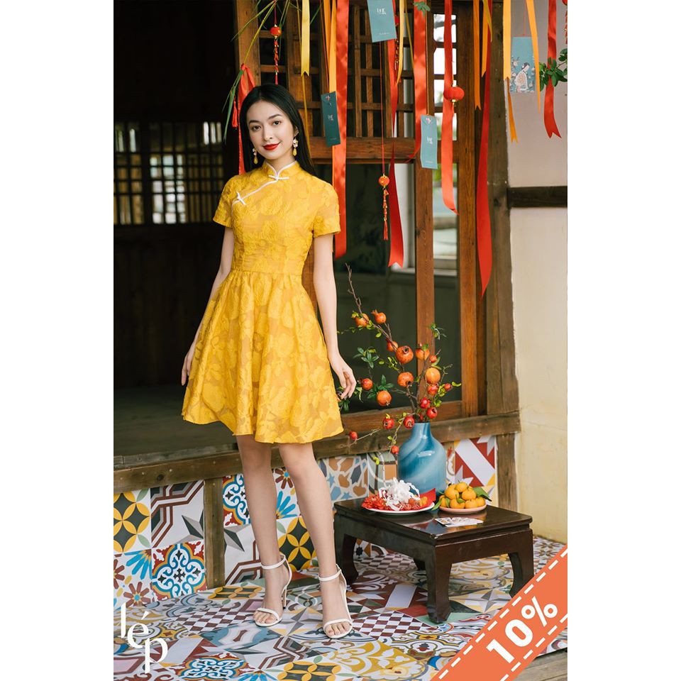 Váy cổ tàu nhún eo_AVA239VA_Lep'