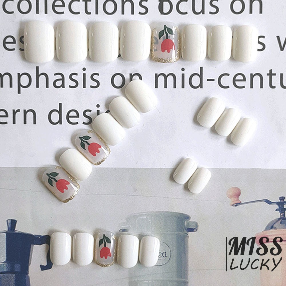 VN (Hàng Mới Về) Set 24 Móng Tay Giả Ngắn Đầu Vuông Có Thể Tháo Rời Tiện Dụng