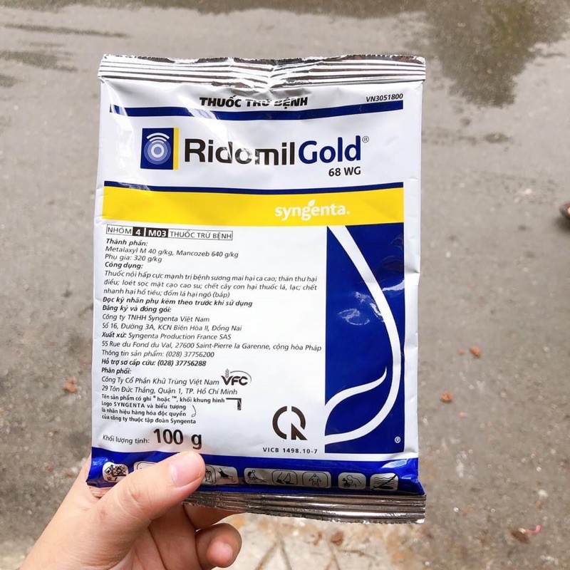 RIDOMIL GOLD 68WG – THUỐC TRỊ NẤM BỆNH CỰC MẠNH Gói 100g Trị vàng lá, đốm lá, sương mai, thán thư, xì mủ...