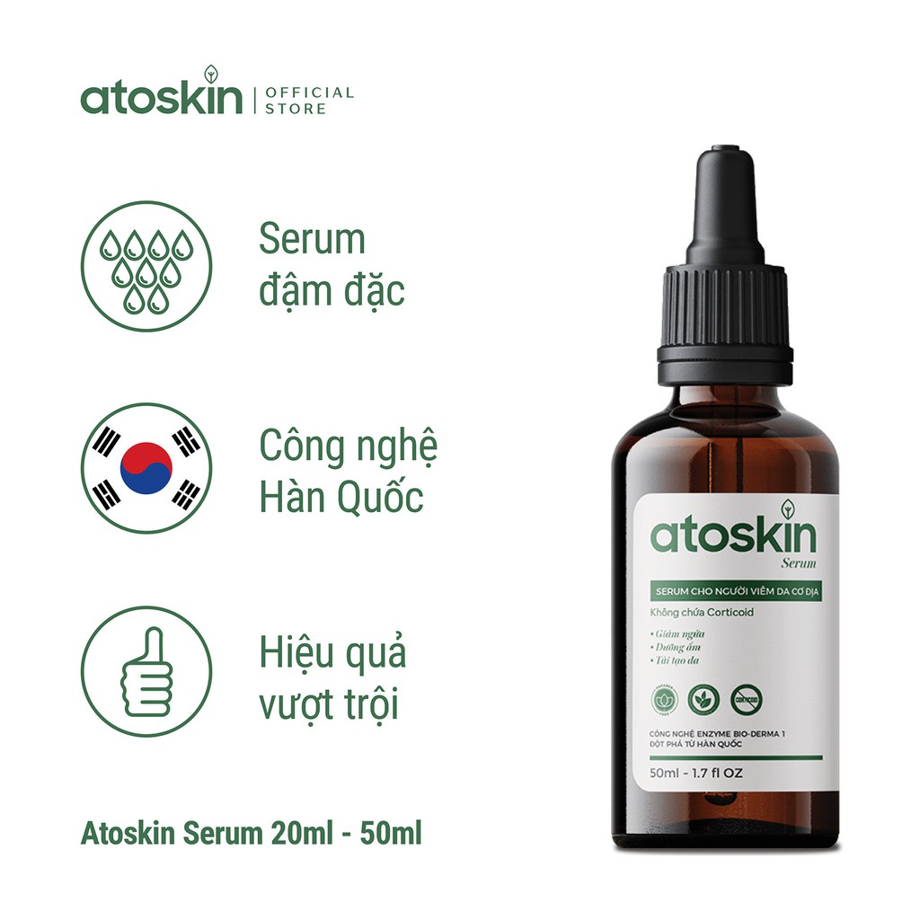 Tinh chất Serum Atoskin (20ml-50ml) hỗ trợ cho người viêm da cơ địa không chứa Coticoid