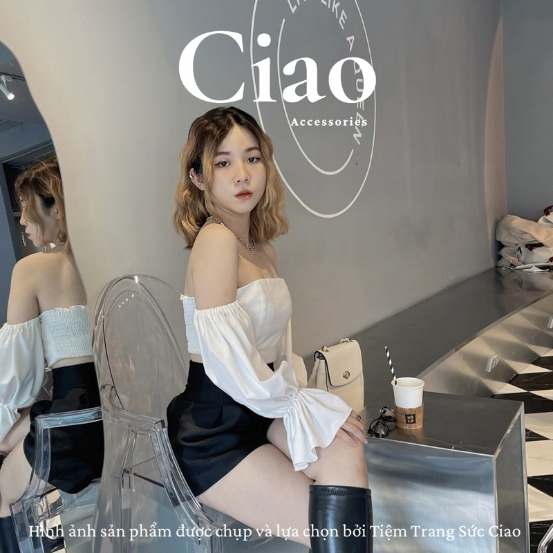 [TRENDY] Dây chuyền/ Vòng cổ titan không gỉ thiết kế dây 2 lớp phong cách Elles Button Ciao