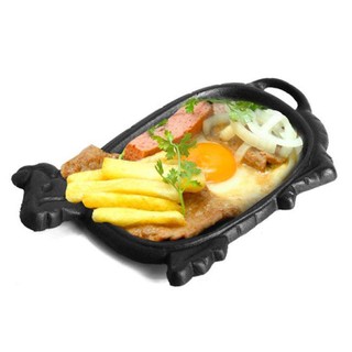 Bộ Chảo Gang Đế Gỗ Làm Bò Bít Tết Trứng Ốp La Chống Dính