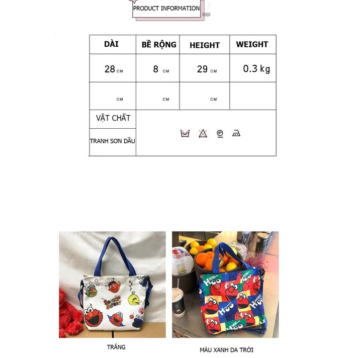 Túi xách ENVIROSAX canvas cỡ lớn in họa tiết hoạt hình cho học sinh