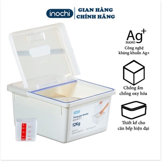 Thùng Đựng Gạo -thông minh Cao Cấp INOCHI Sendai 12 KG Nắp Nhựa Kháng Khuẩn Chống Ẩm cao cấp tiêu chuẩn nhật THGN12