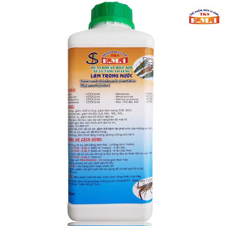Men Vi Sinh TKS-E.M.1 LÀM TRONG NƯỚC AO HỒ - Thủy Sản