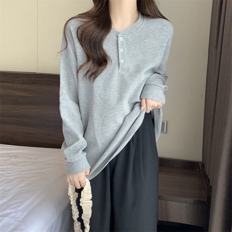 Áo SUXI tay dài dáng rộng đơn giản thời trang cho nữ