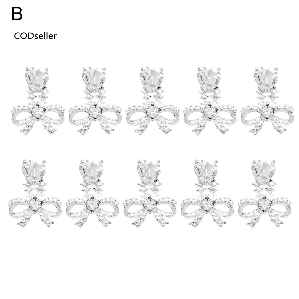 Set 10 Phụ Kiện Trang Trí Móng 3D Bằng Kim Loại Sáng Bóng