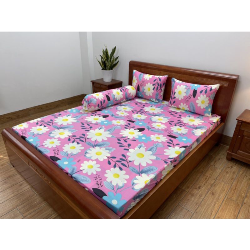 Bộ Drap thun lạnh in 3D Hàn Quốc  4 món