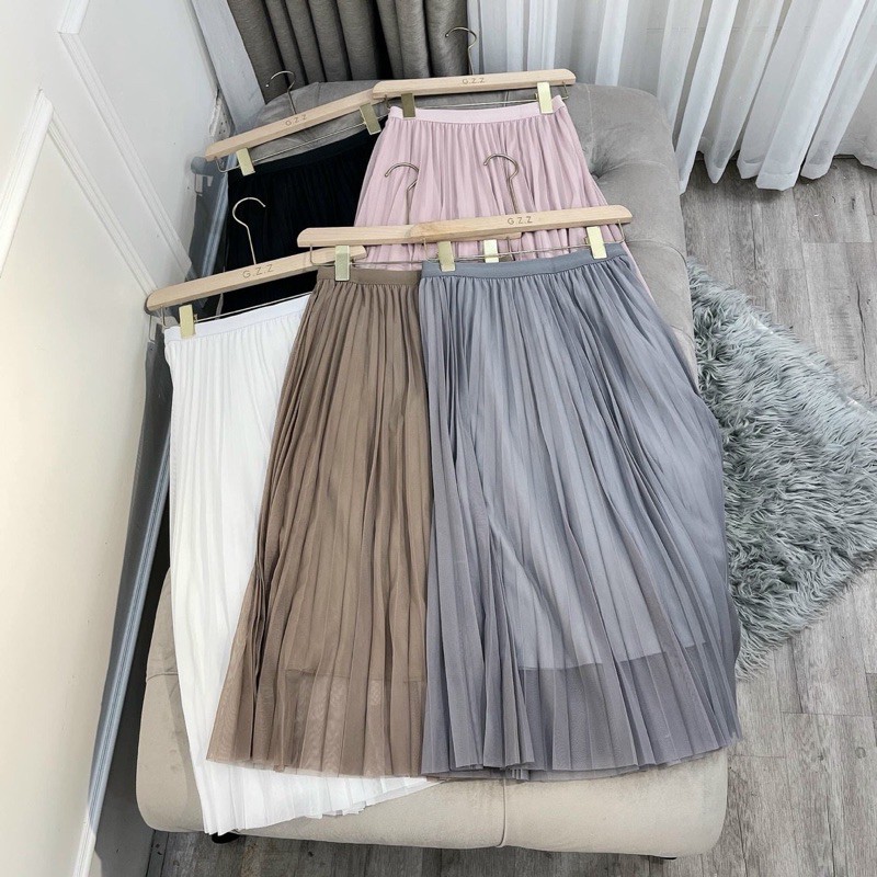 Chân váy midi voan lụa hàng qc