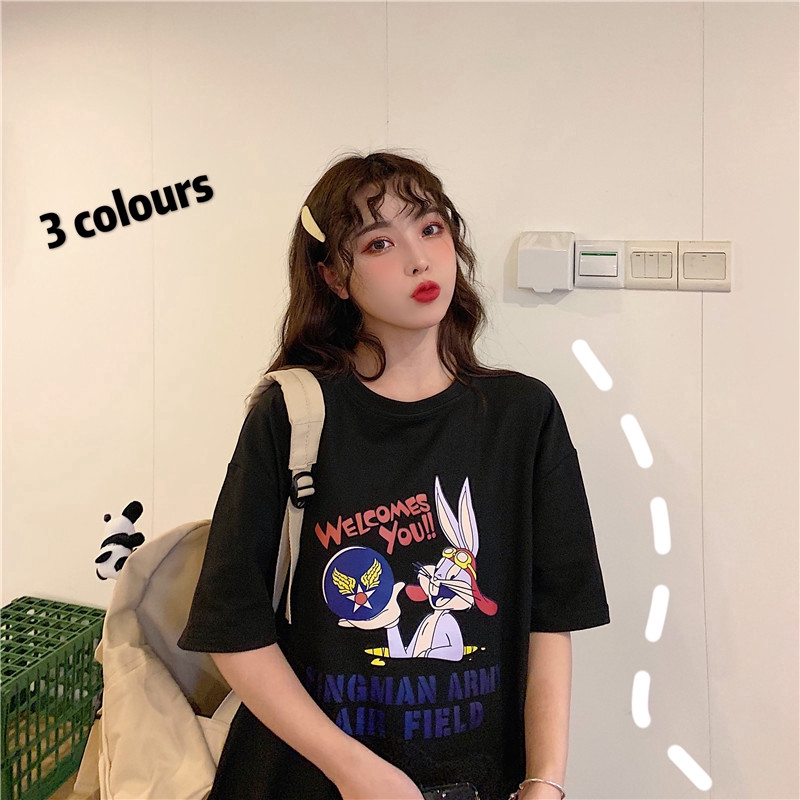 SUXI Áo Thun Tay Lỡ Form Dài Rộng Thời Trang Hàn Quốc Cho Nữ