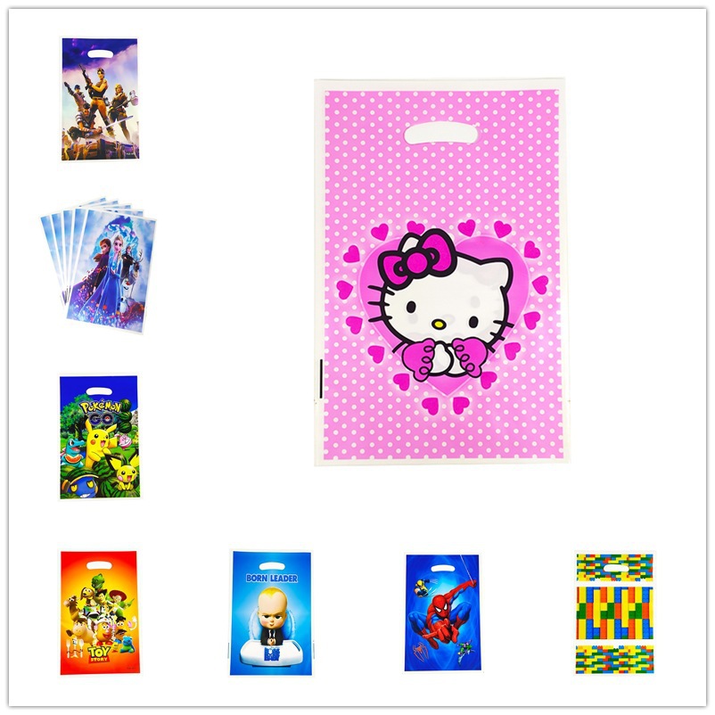 Set 10 Túi Giấy Đựng Quà Mừng Sinh Nhật Hình Hoạt Hình Đáng Yêu