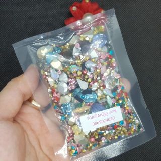 Đá gắn nail oval, vuông, tròn nhiều hình, mix size, đủ màu