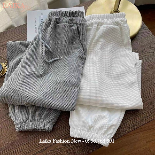 Quần Jogger ống rộng chất tổ ong bo gấu cạp chun lưng thun - Quần Jogger thể thao Unisex ống rộng dây rút vải nỉ dày ấm