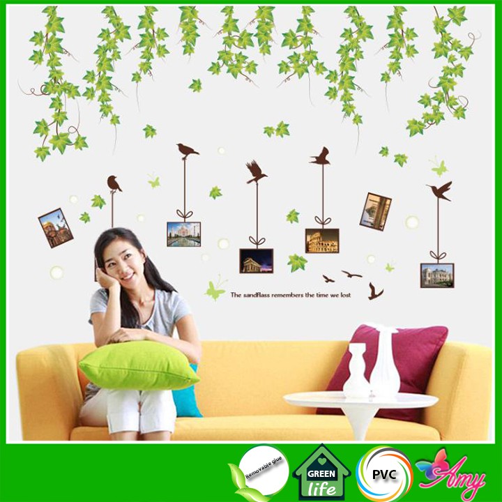 Decal dán tường khung ảnh lá phong trang trí nhà cửa sáng tạo - decalamyshop