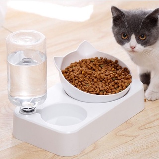 Bát Ăn Đôi Kèm Bình Nước Uống Tự Động 500ml cho thú cưng chó mèo tiện lợi giá rẻ