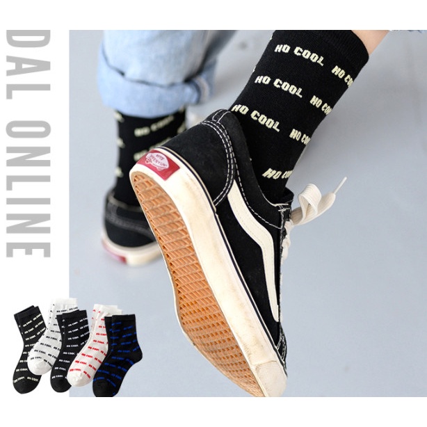 Vớ Tất cotton chữ NO COOL cao cổ Nam Nữ phong cách trẻ trung, năng động.