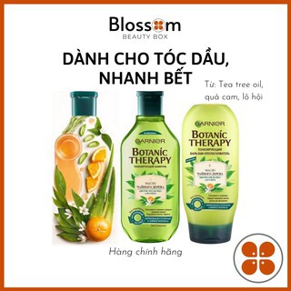 Dầu gội xả garnier botanic therapy tea tree, dầu gội xả dành riêng cho da dầu, giúp kiềm giàu, sạch thơm mát