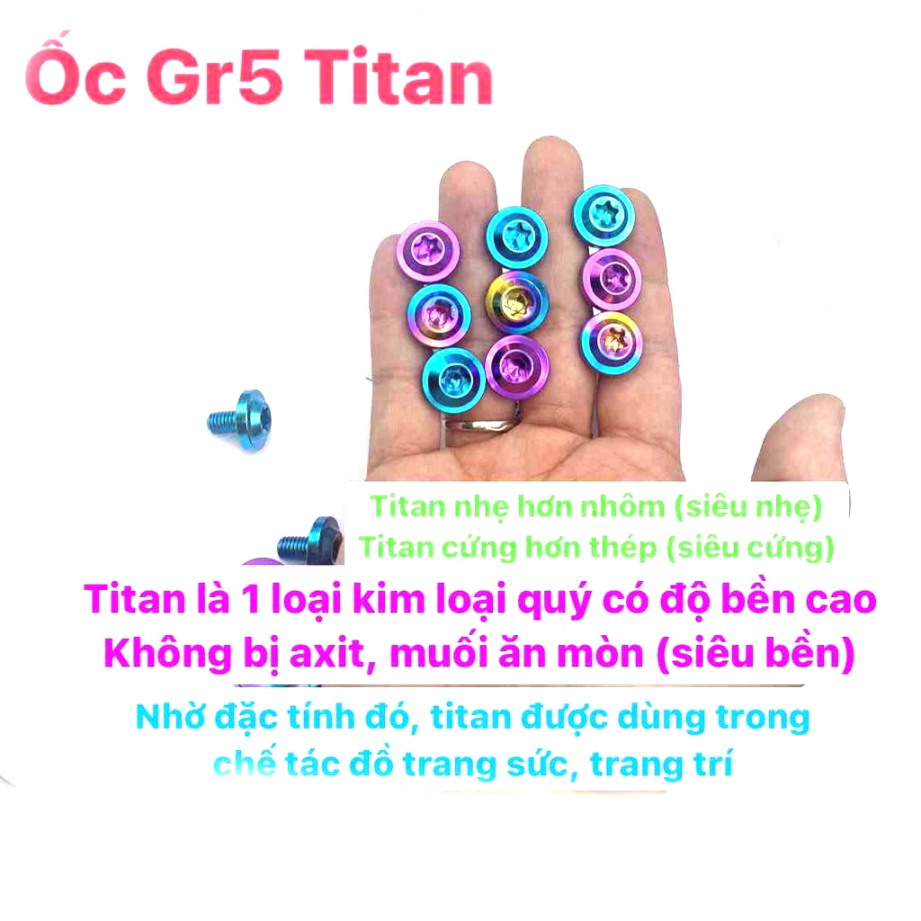 Ốc Ốp Pô GR5 Titan Wave a 2007-2022, Wave 50cc, Sirius, RSX Fi 110