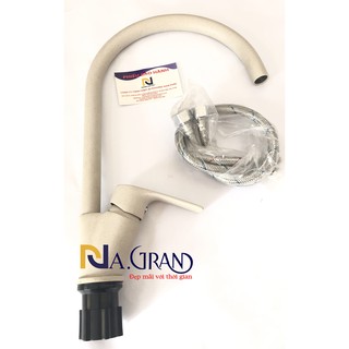 Vòi rửa chén bát nóng lạnh inox 304 cao cấp mạ sứ n4053 và 2 dây nóng lạnh