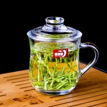 Ly thủy tinh chịu nhiệt có nắp đậy 380ml cao cấp, sang trọng