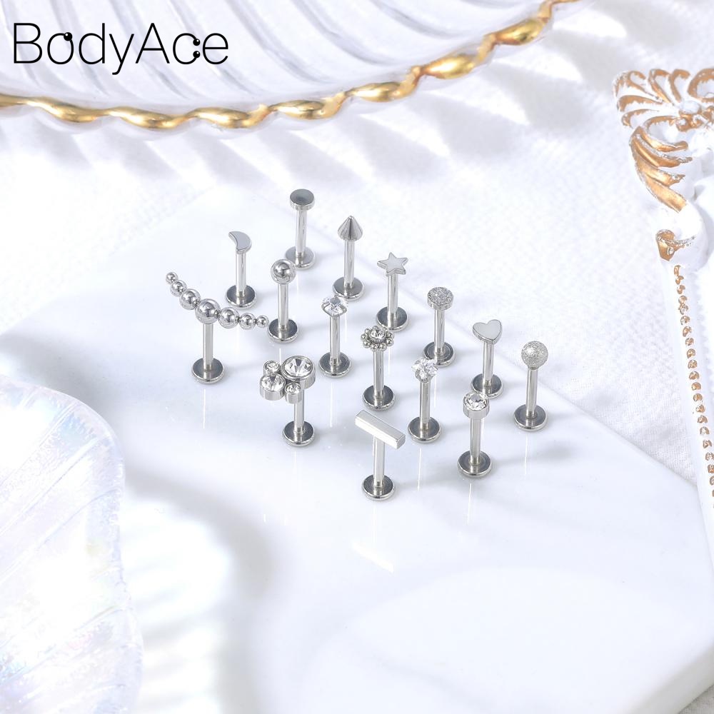 Set 10-15 Khuyên Xỏ Tai Bằng Thép Không Gỉ Đính Đá Nhiều Màu Sắc Kích Thước 6/8/10mm