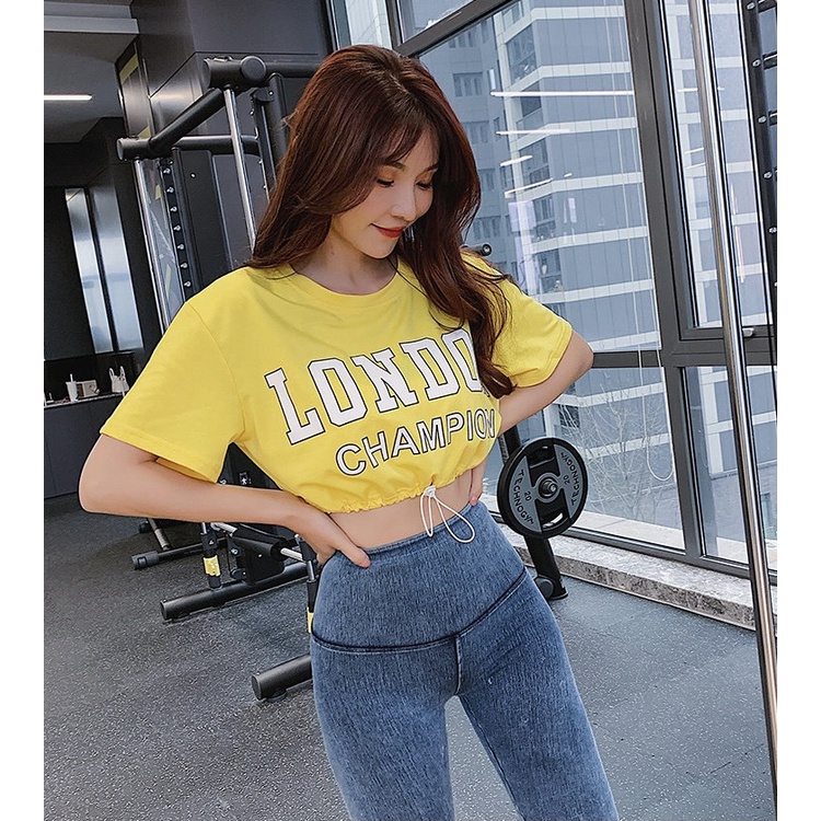 Áo Tập Gym Nữ LONDON  Có Tay Form Rộng Rút Chun