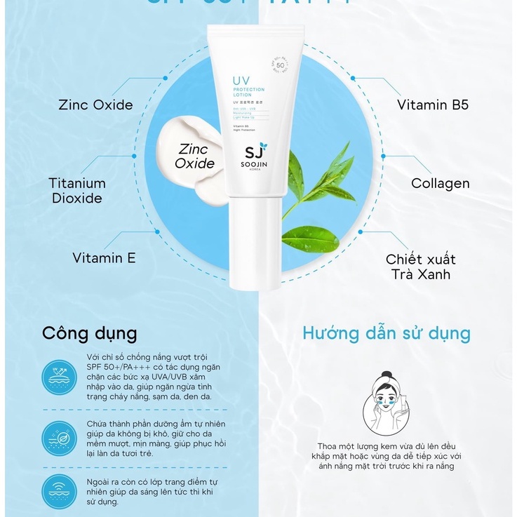 Kem Chống Nắng Nâng Tone Da-Không Gây Bí Da - Mềm Mịn Da SOOJIN SPF50+/ PA +++ | BigBuy360 - bigbuy360.vn