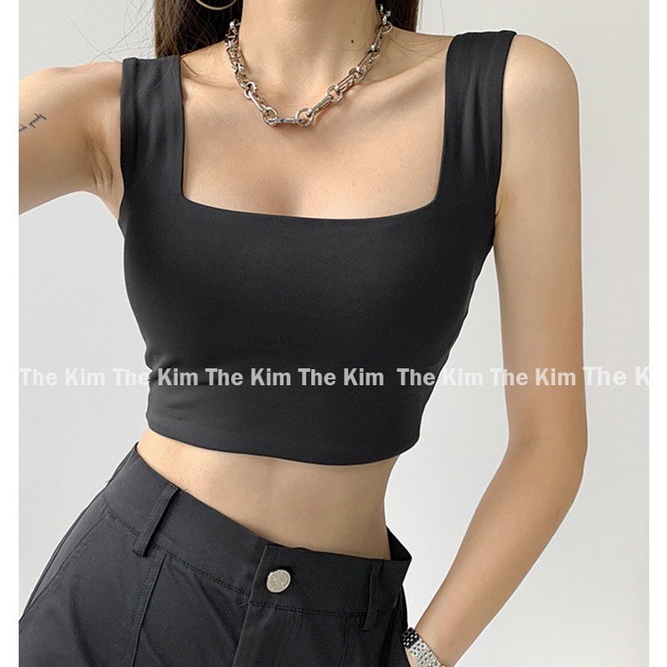 Áo thun croptop cổ vuông vải cotton | BigBuy360 - bigbuy360.vn