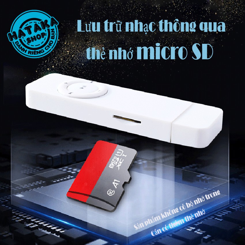 Máy nghe nhạc mp3 USB di động bỏ túi tặng tai nghe và dây đeo