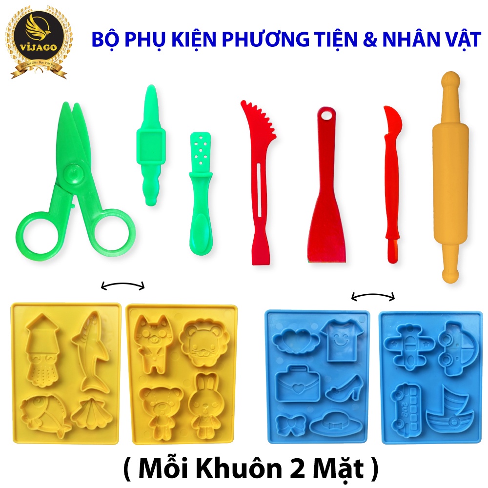 Combo Bộ Sản Phẩm Đất Nặn An Toàn Vijago Việt Nam (Khuôn, Phụ kiện, Đất nặn )