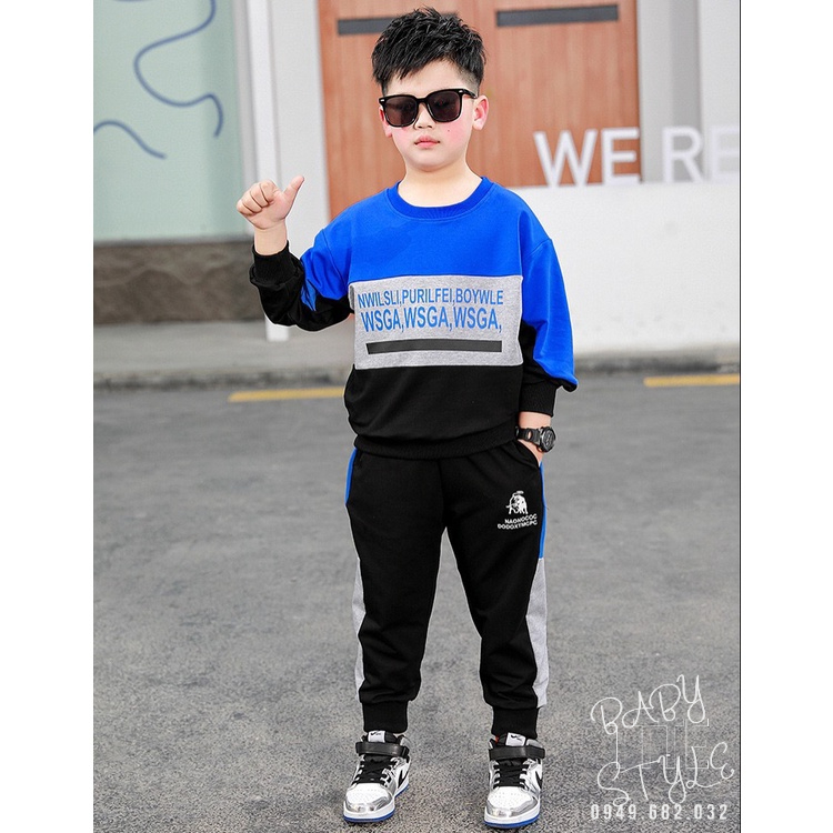 Bộ quần áo thu đông cho bé trai  &quot;SWAG&quot; 14-45kg, đồ bộ dài tay cho bé 4-14 tuổi. Hàng may kỹ. Thoải mái. B50