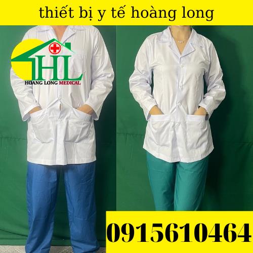 Áo Blouse (Blue) Y Tá Nam/Nữ Dài Tay Dáng Ngắn