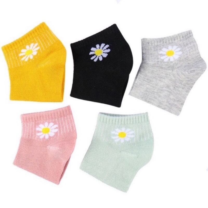 [RẺ VÔ ĐỊCH] Combo 3 Đôi Tất Vớ Nam Nữ Đi Giày - Tất cổ Trụ Hoa Cúc Lẻ Mix Màu Siêu Xinh
