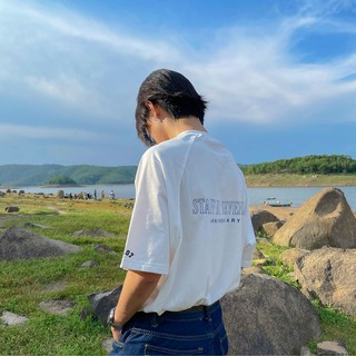 Áo thun raglan "STAFF" - Trắng/Đen
