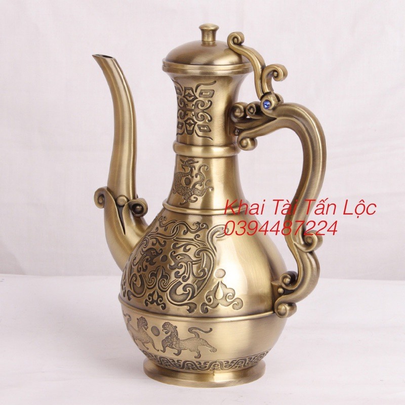 Bình rượu đồng song Long tranh châu