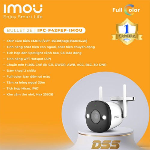 Camera IP Wifi không dây  Imou F42FEP Siêu Nét 4Mp 2K 1440p Màu Đêm Ngoài Trời Đàm Thoại 2 Chiều , Full Color