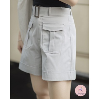Quần ngố lửng nữ túi hộp kaki short cạp cao RUCHAN